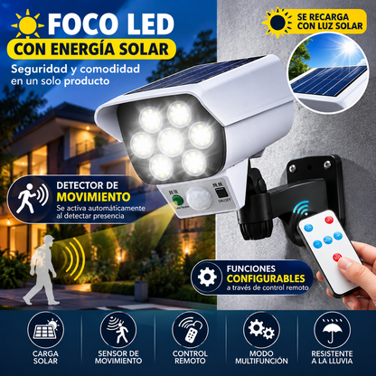 Foco de luz con sensor de movimiento.  (Recarga solar)